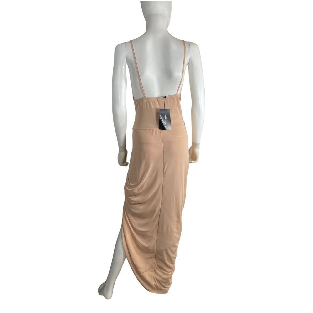 PrettyLittleThing Nude Maternity Ruched Side Split Midi Dress Size 8 - Picture 6 of 10